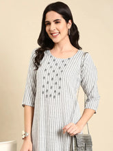 Women's White Striped Kurta SetKC-803-White